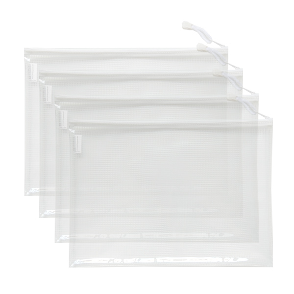 HS156 glossy front mesh pvc zip bag